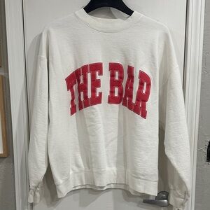 The Bar Crewneck Sweater in white and Red